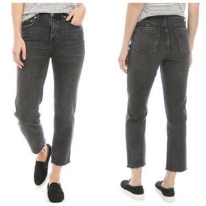 Free People High Rise Straight Leg Jeans Raw Hem